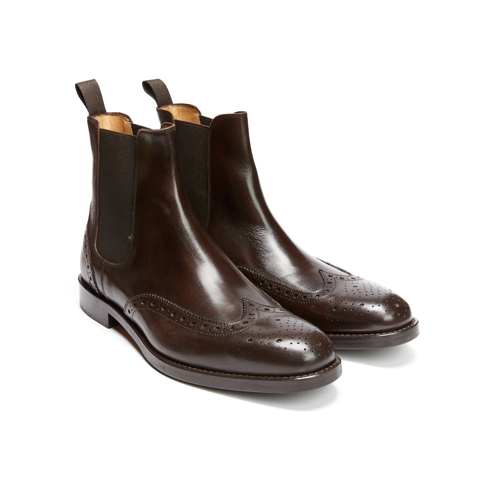 Botines Chelsea con Punta de Ala - Marrón Oscuro - Hombre