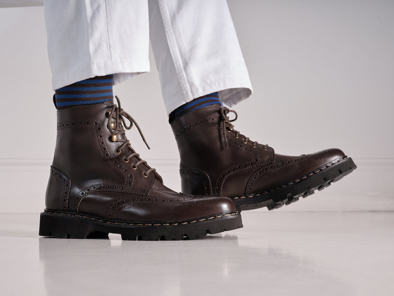 Bottines Derby À Bout D'Aile - Marron Foncé - Homme