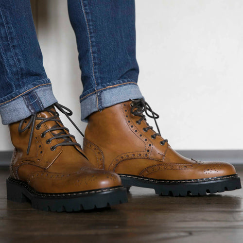 Bottines Derby À Bout D'Aile - Marron Brun - Homme