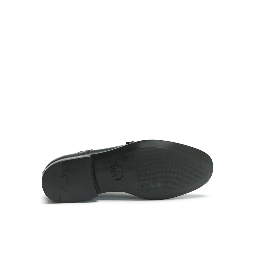 Straight-Toe Monk Strap Shoes - Black - Men