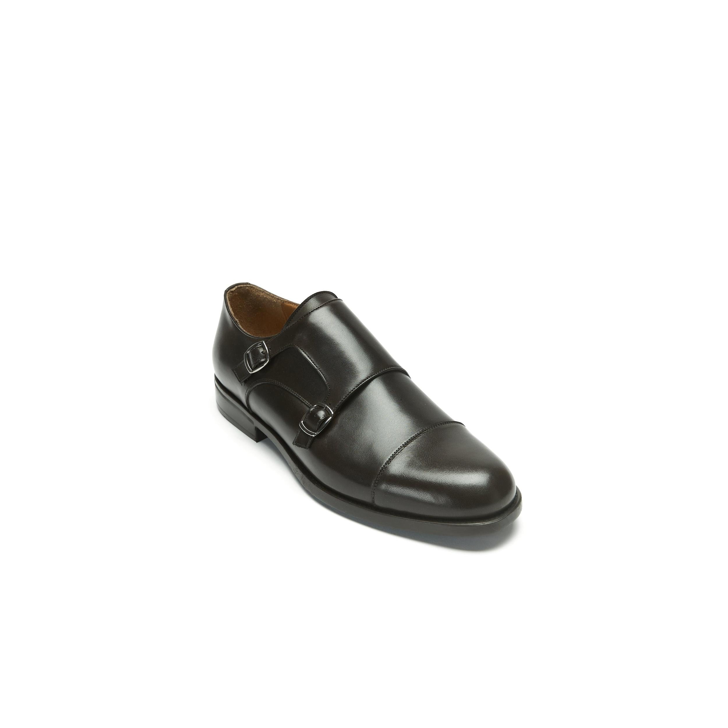 Monk Strap À Bout Droit - Marron Foncé - Homme