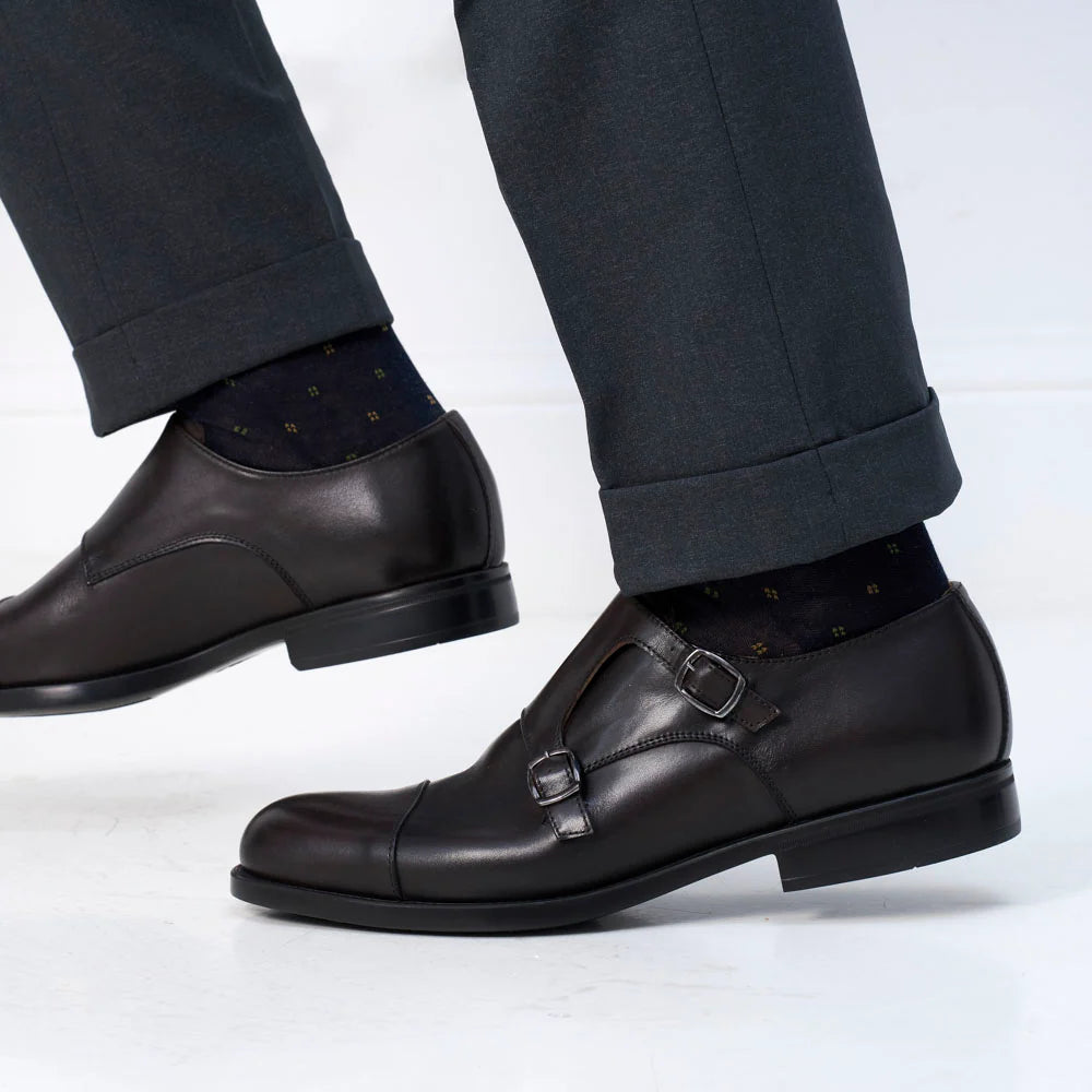 Monk Strap À Bout Droit - Marron Foncé - Homme