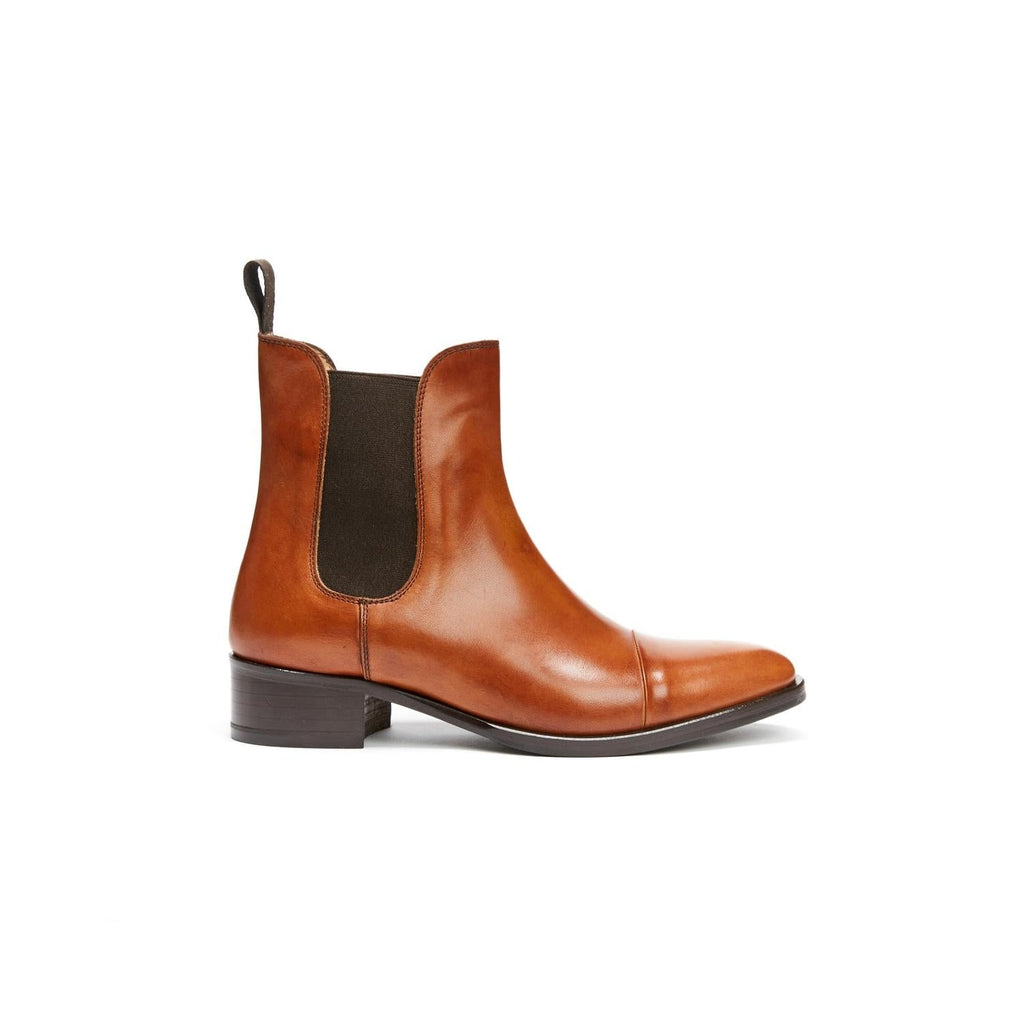 Botines Chelsea de Punta Recta - Marrón Curtido - Mujer