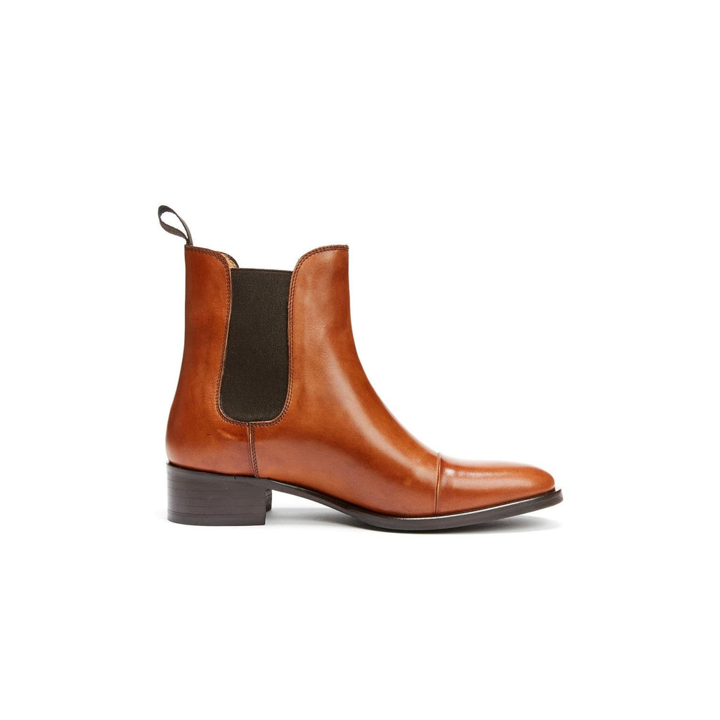 Botines Chelsea de Punta Recta - Marrón Curtido - Mujer