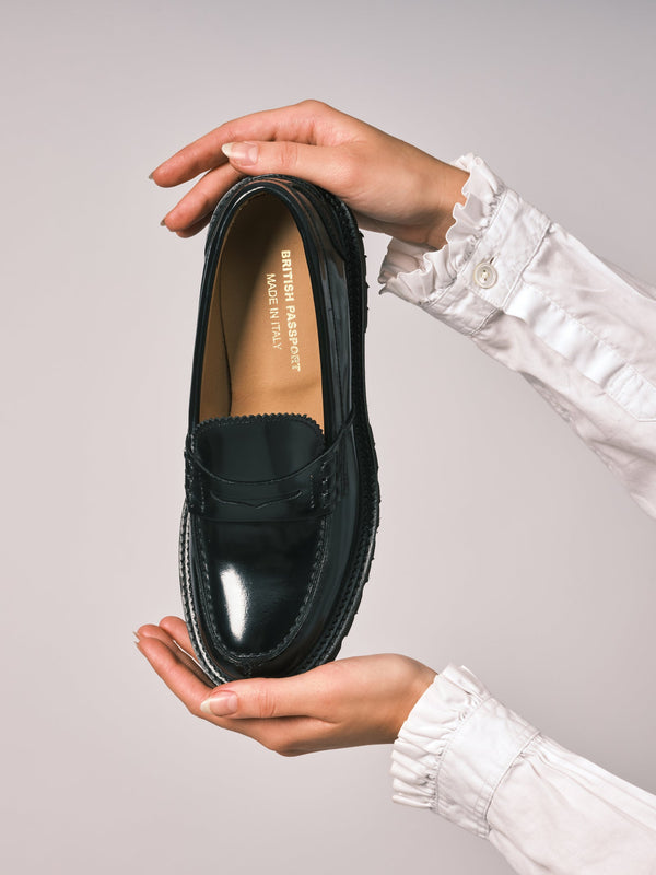 British Passport - Penny Loafers - Black - Women