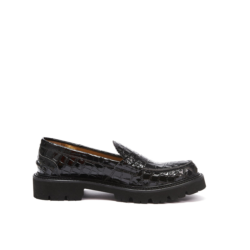 Mocassins Penny En Crocodile - Noir - Femme