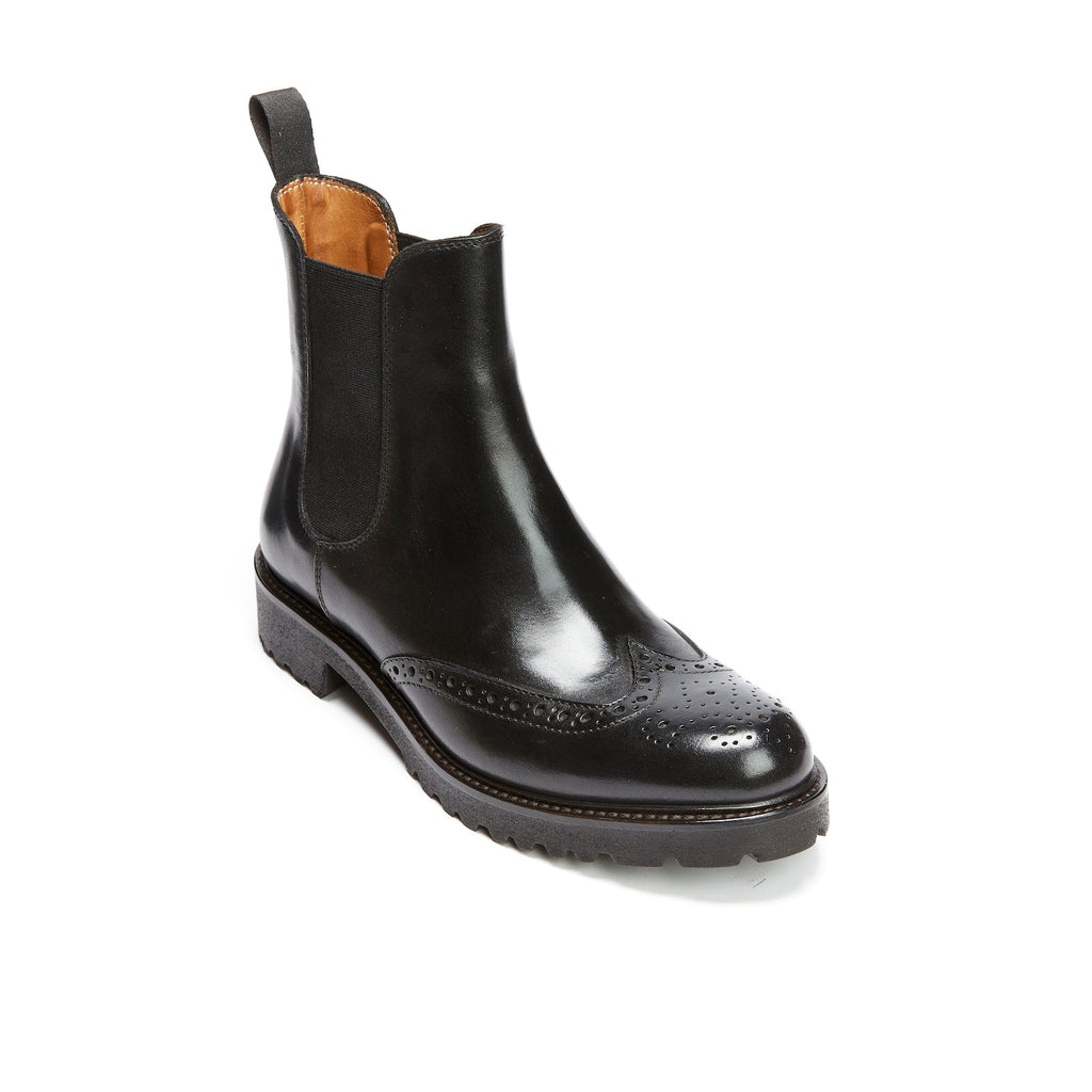 Chelsea Wingtip Ankle Boots - Black - Women
