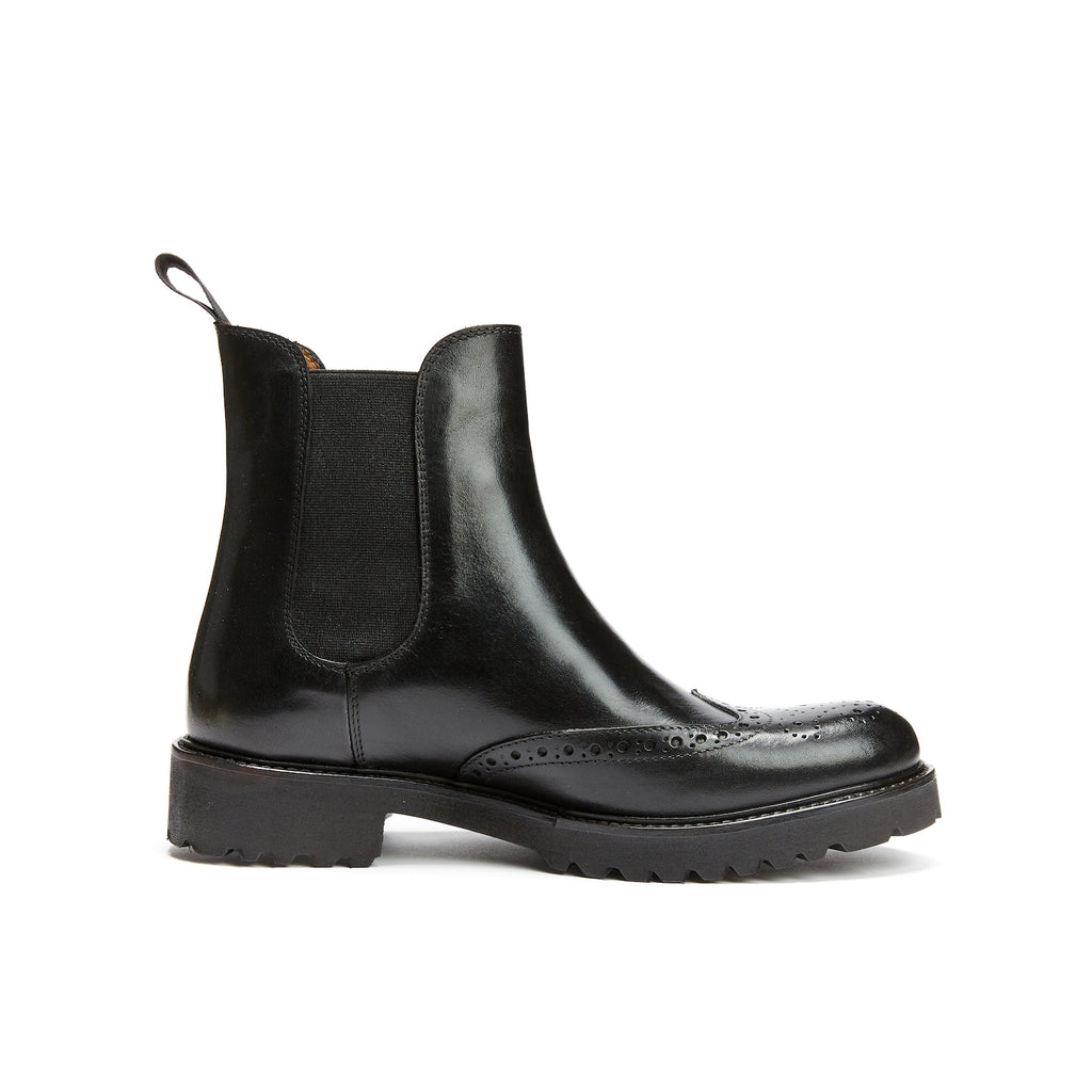 Boots Chelsea À Bout Fleuri - Noir - Femme
