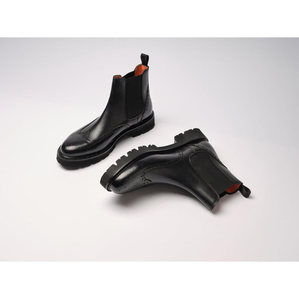 Boots Chelsea À Bout Fleuri - Noir - Femme