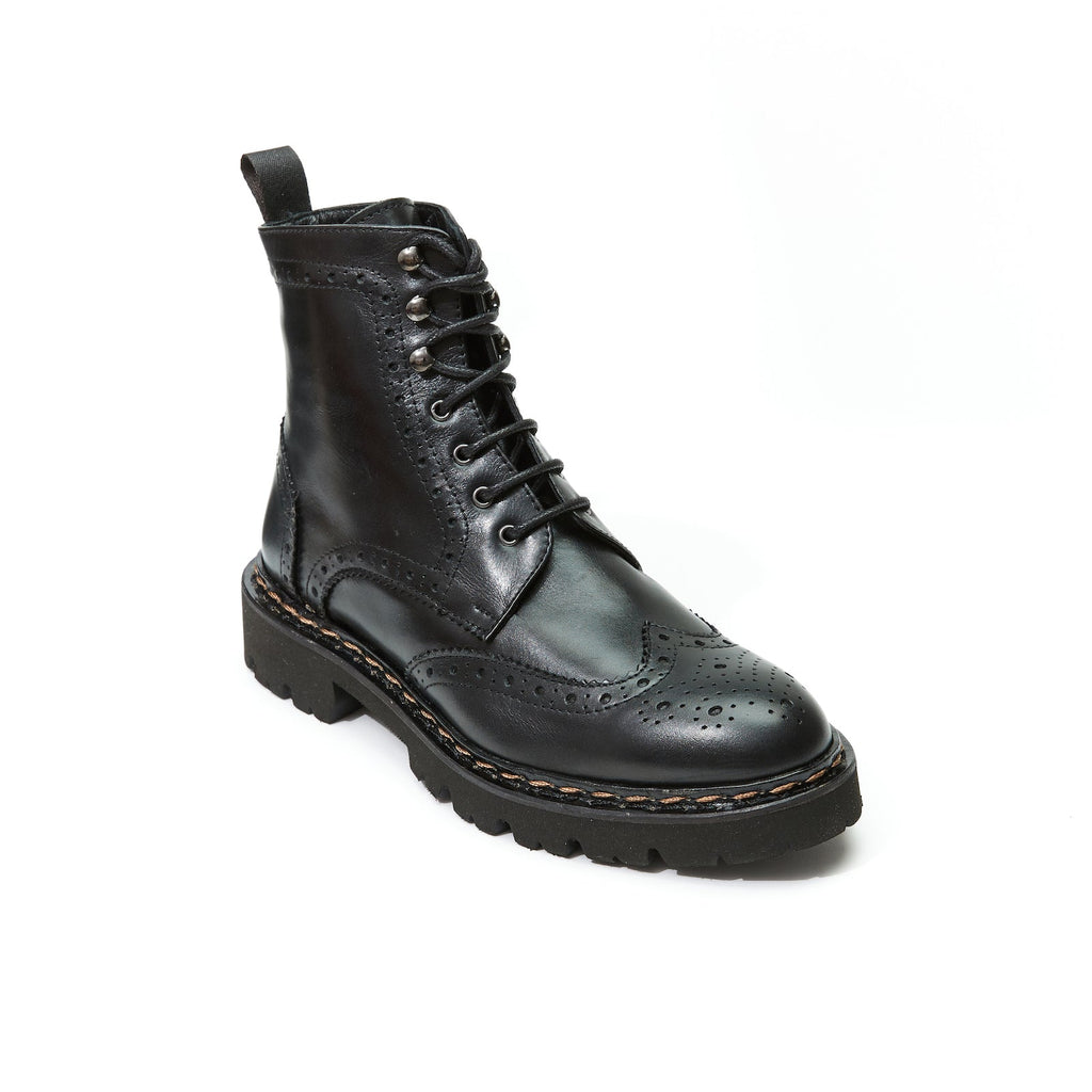 Botines Derby Con Puntera Abierta - Negro - Mujer