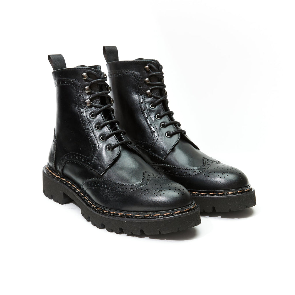 Botines Derby Con Puntera Abierta - Negro - Mujer