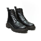 Botines Derby Con Puntera Abierta - Negro - Mujer