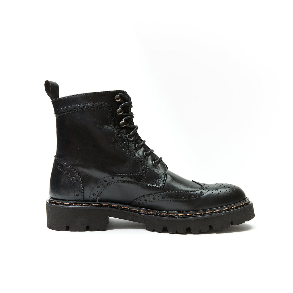 Botines Derby Con Puntera Abierta - Negro - Mujer