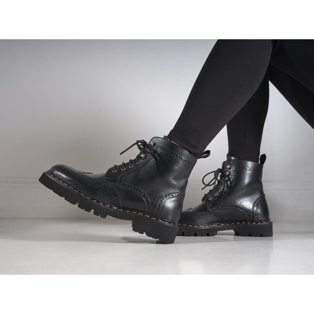 Botines Derby Con Puntera Abierta - Negro - Mujer