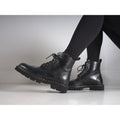 Botines Derby Con Puntera Abierta - Negro - Mujer