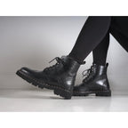 Botines Derby Con Puntera Abierta - Negro - Mujer