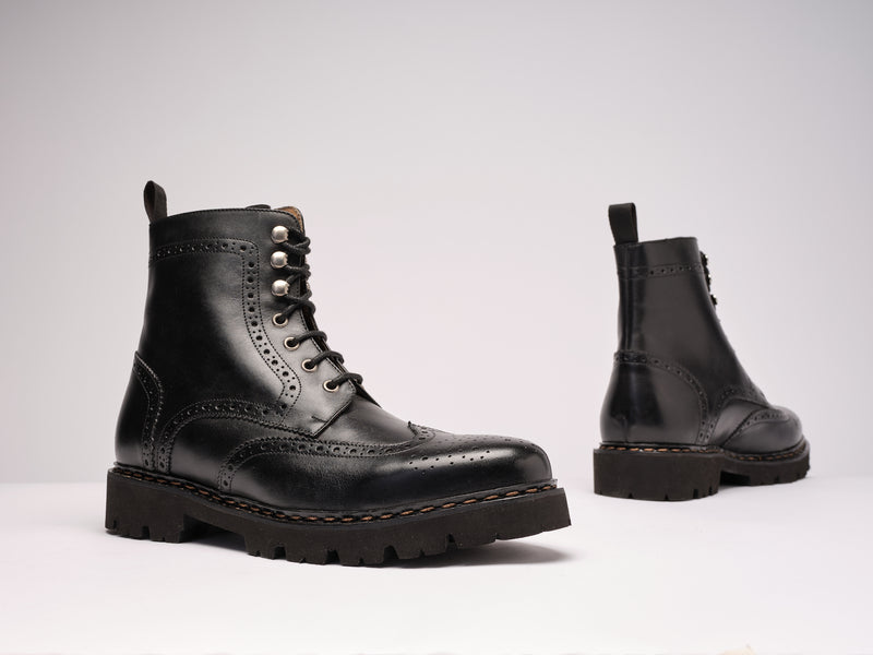 Bottines Derby À Bout D'Aile - Noir - Femme