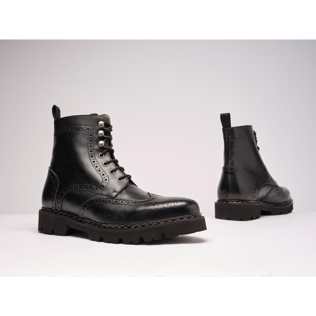 Botines Derby Con Puntera Abierta - Negro - Mujer