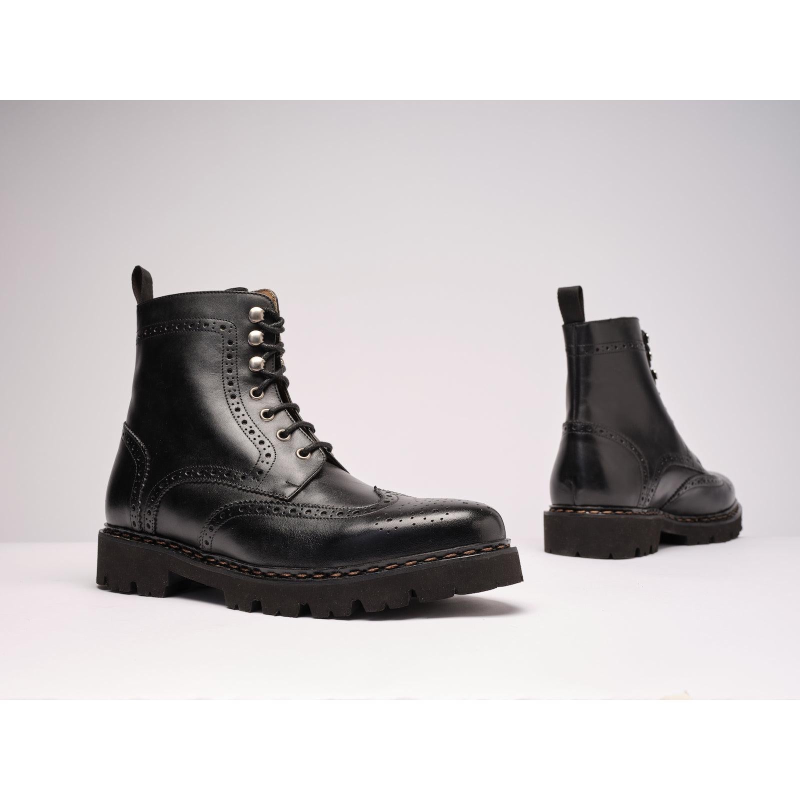 Botines Derby Con Puntera Abierta - Negro - Mujer