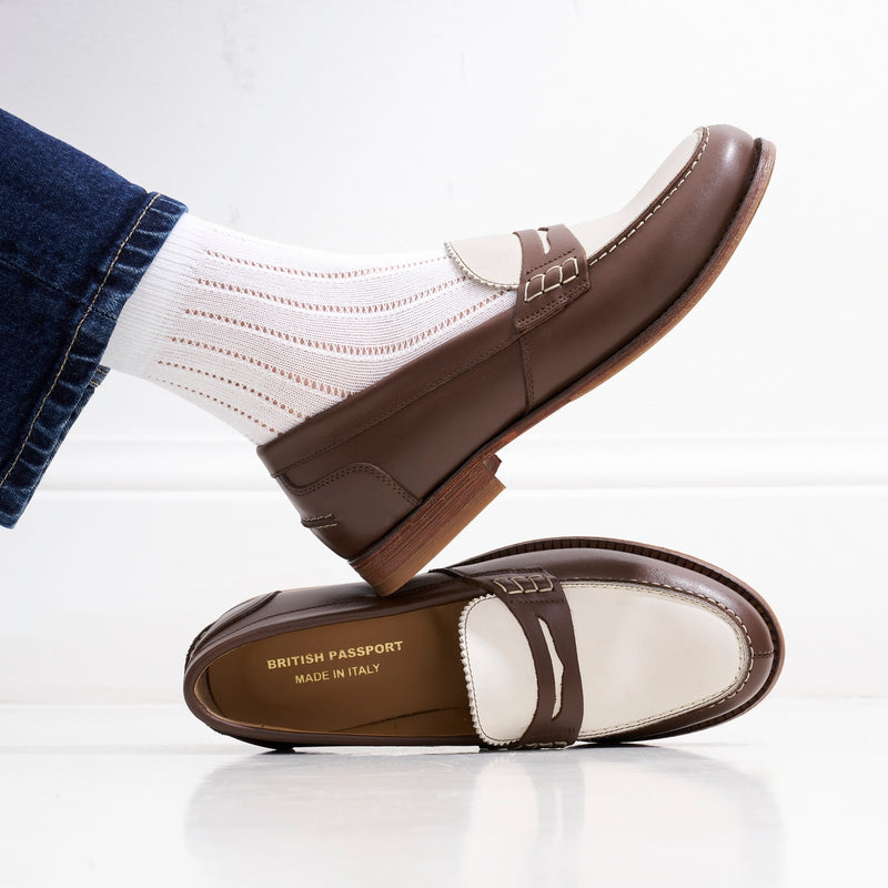 Mocassins Penny - Marron Et Crème - Femme