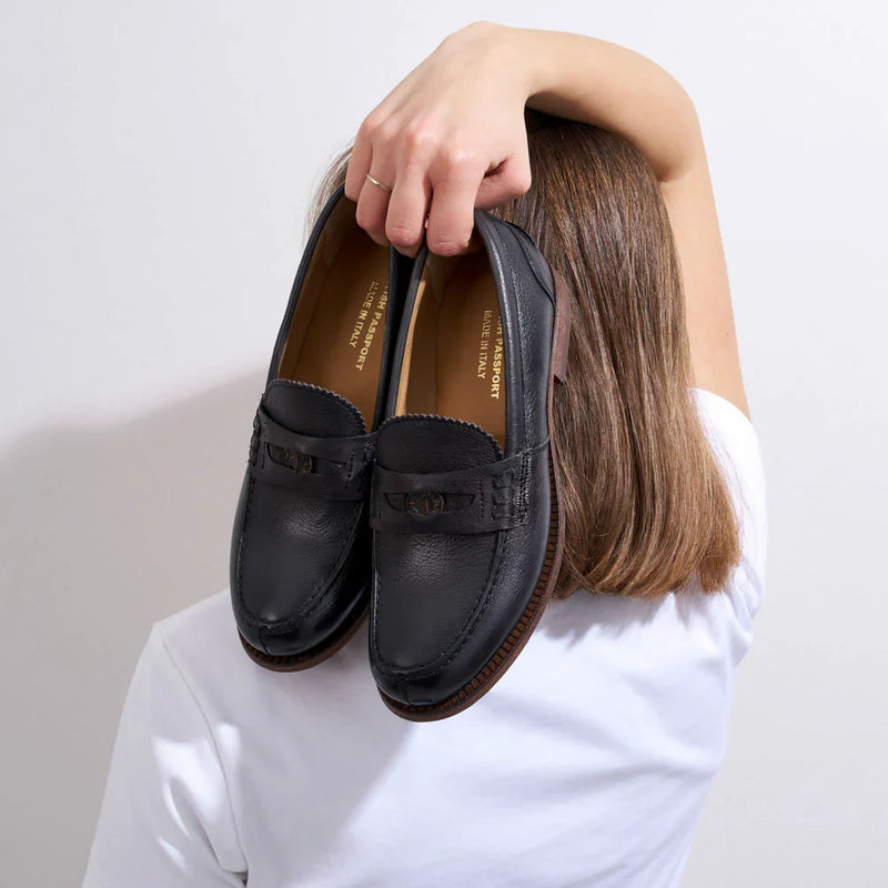 British Passport - Penny Loafers - Black - Women