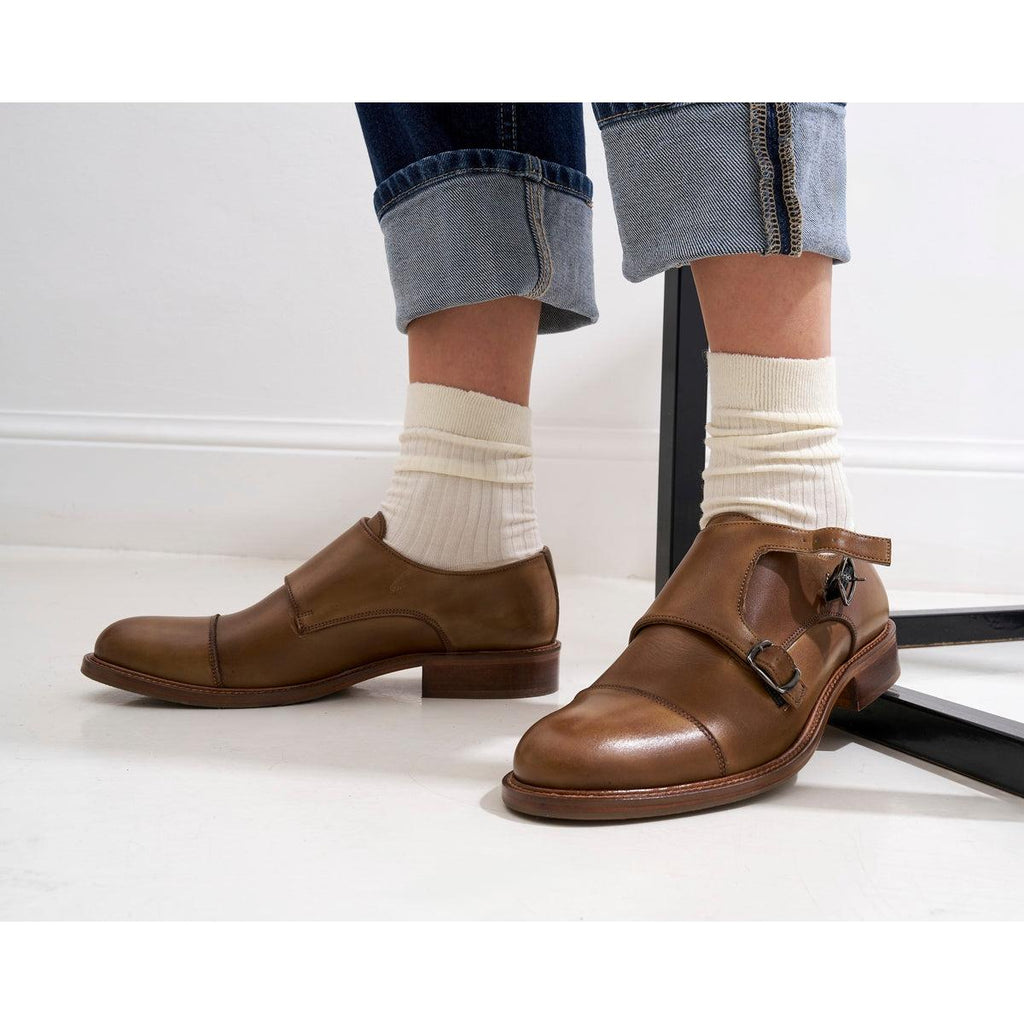 Cap Toe Monk Strap - Khaki - Women