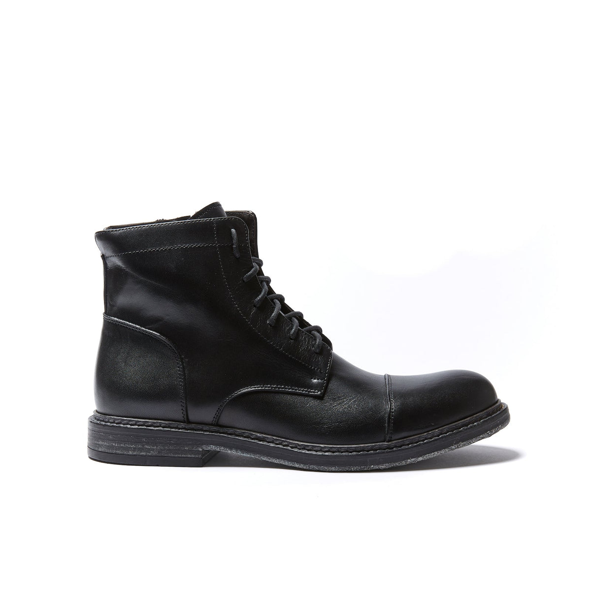 Derby Ankle Boots With Straight Toe Cap - Black - Men