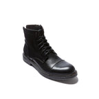 Derby Ankle Boots With Straight Toe Cap - Black - Men