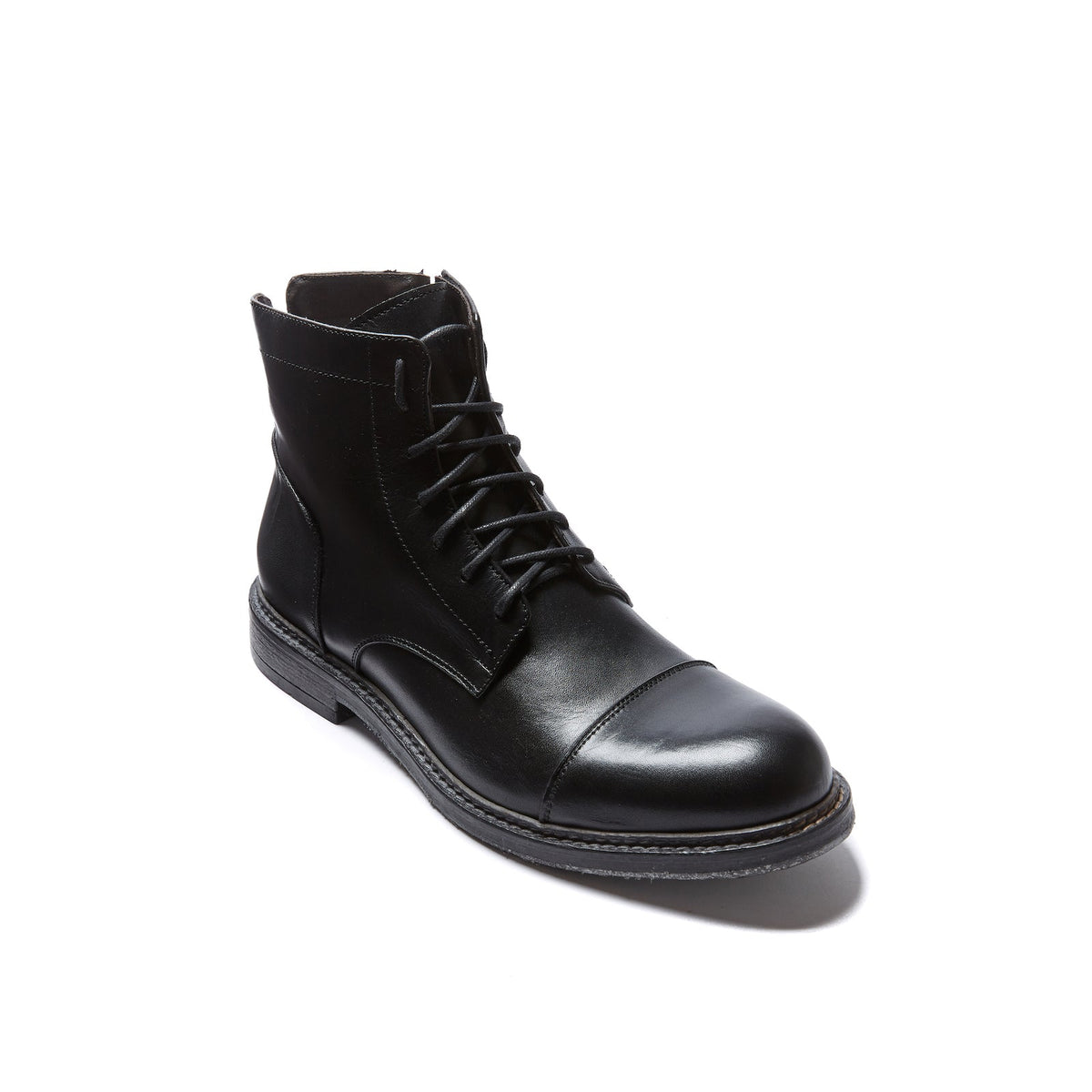 Derby Ankle Boots With Straight Toe Cap - Black - Men