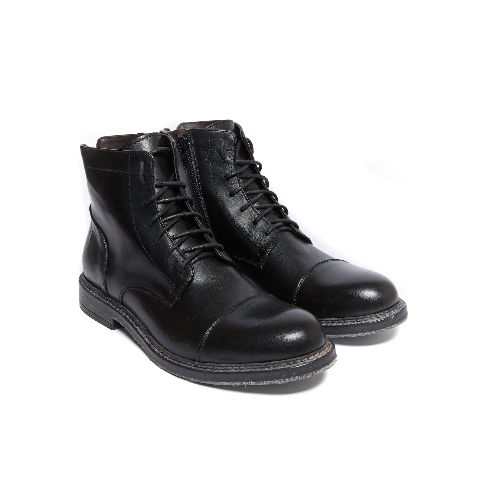 Bottines Derby À Bout Droit - Noir - Homme