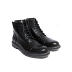 Derby Ankle Boots With Straight Toe Cap - Black - Men