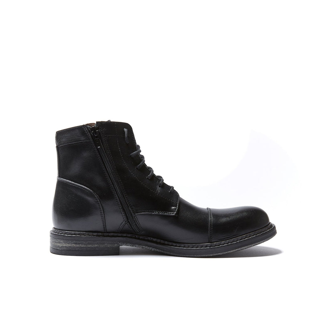 Derby Ankle Boots With Straight Toe Cap - Black - Men
