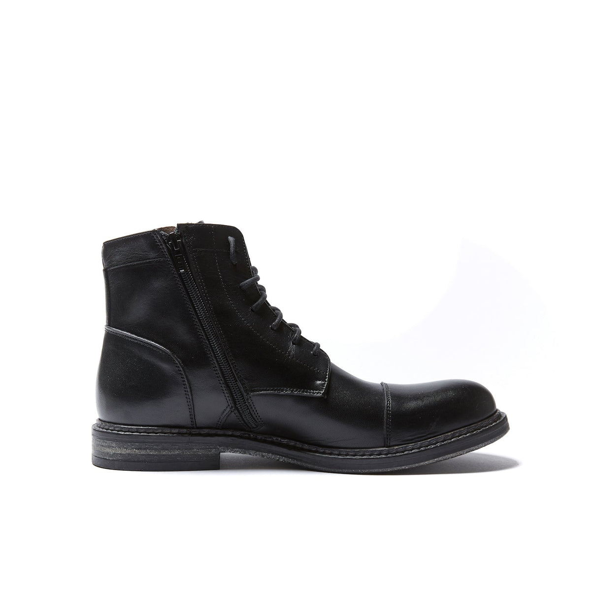 Derby Ankle Boots With Straight Toe Cap - Black - Men