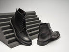 Derby Ankle Boots With Straight Toe Cap - Black - Men