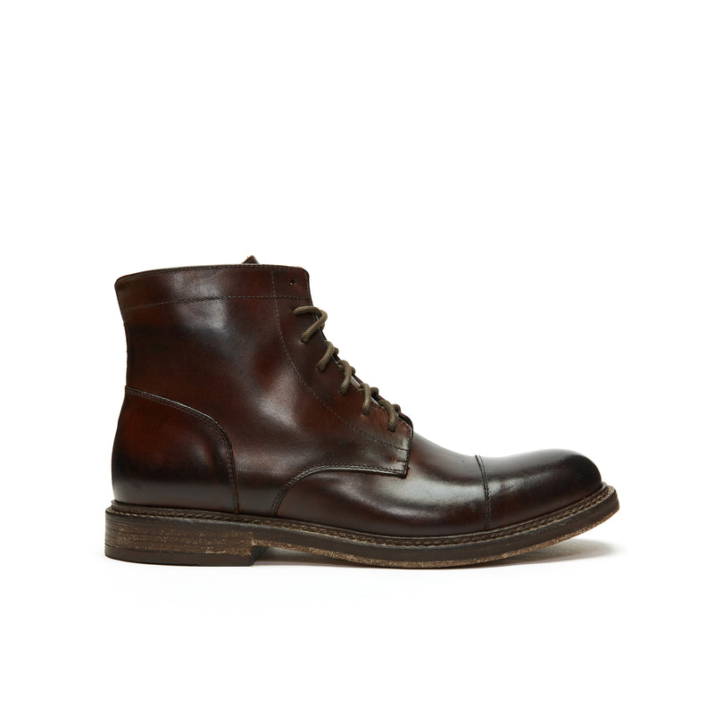 Bottines Derby À Capuche Droite - Marron Acajou - Homme