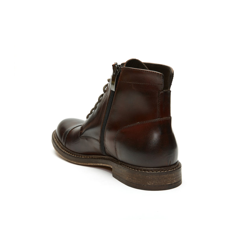 Bottines Derby À Capuche Droite - Marron Acajou - Homme