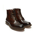 Bottines Derby À Capuche Droite - Marron Acajou - Homme