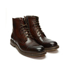 Bottines Derby À Bout Droit - Marron Acajou - Homme