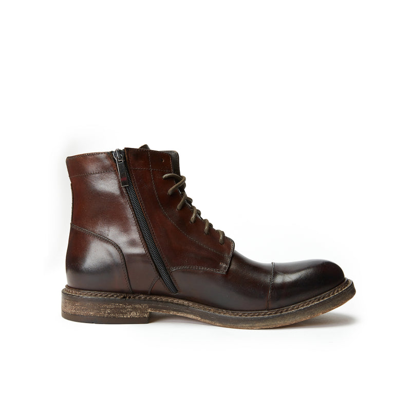 Bottines Derby À Capuche Droite - Marron Acajou - Homme