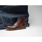 Bottines Derby À Bout Droit - Marron Acajou - Homme