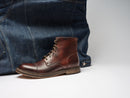 Bottines Derby À Capuche Droite - Marron Acajou - Homme