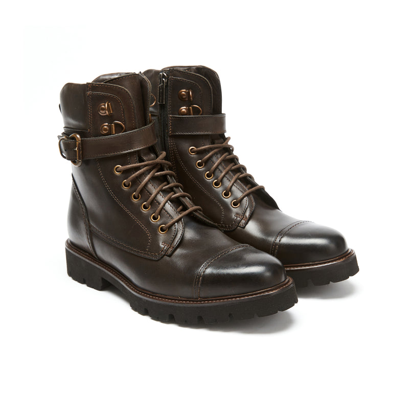 Bottines À Pointe Blanche - Marron Foncé - Homme