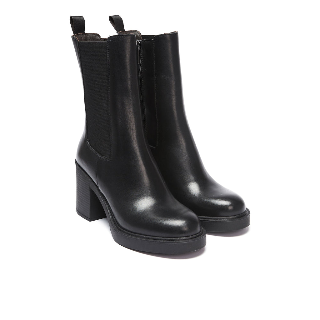 Botines Chelsea de tacón - Negro - Mujer