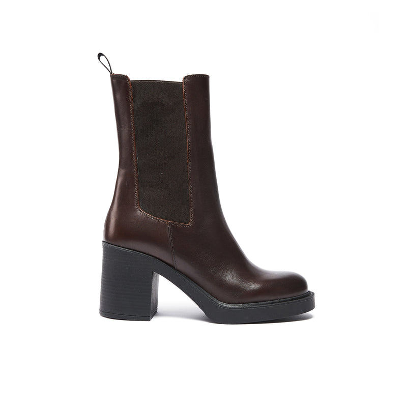 Bottines Chelsea À Talons - Marron Foncé - Femme