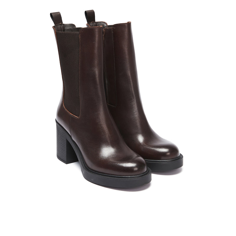 Bottines Chelsea À Talons - Marron Foncé - Femme