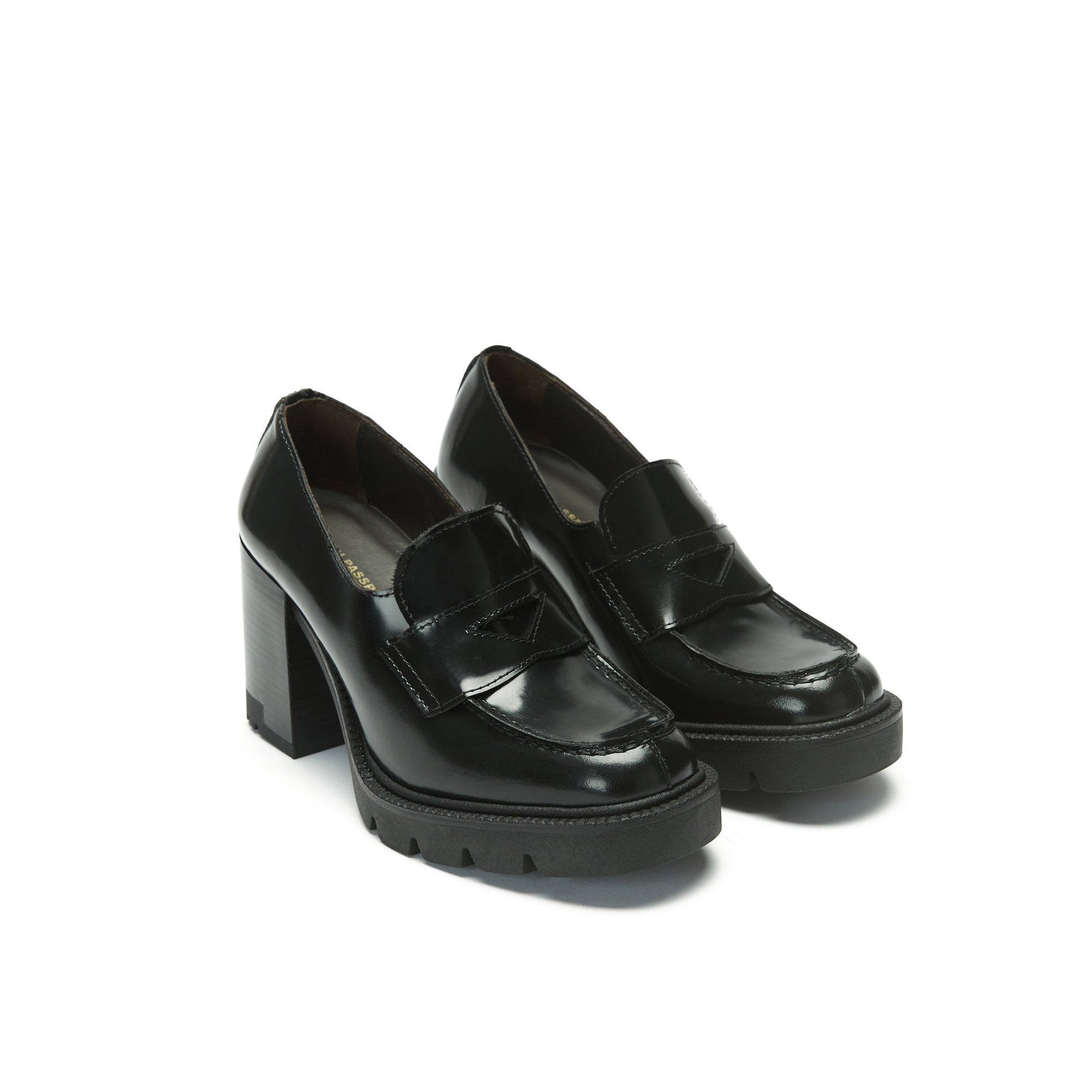 Mocasines De Tacón - Negro - Mujer