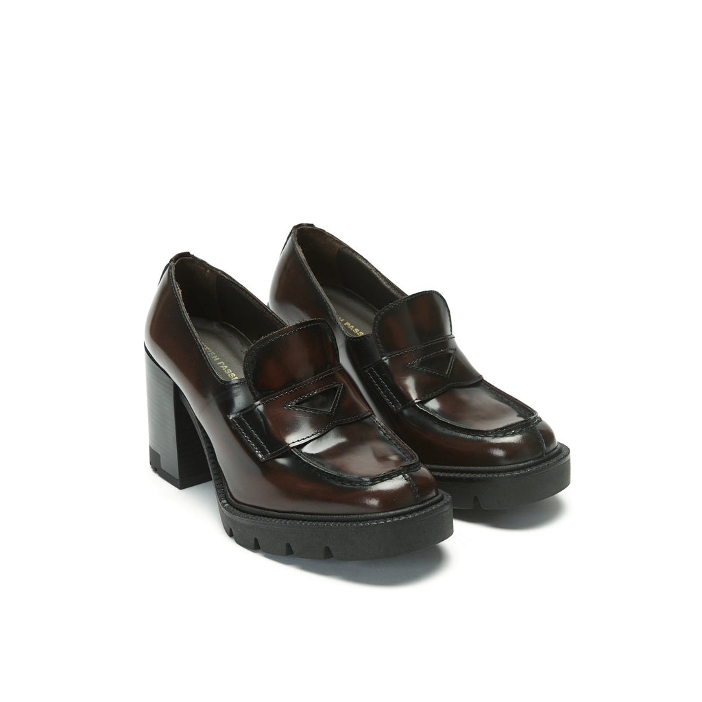 Heeled Loafers - Bordeaux - Women