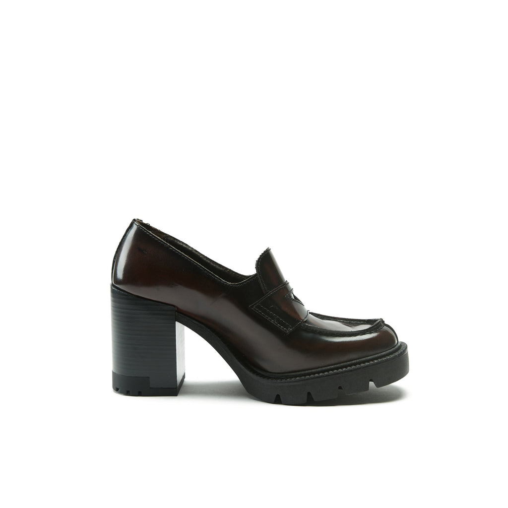 Heeled Loafers - Bordeaux - Women