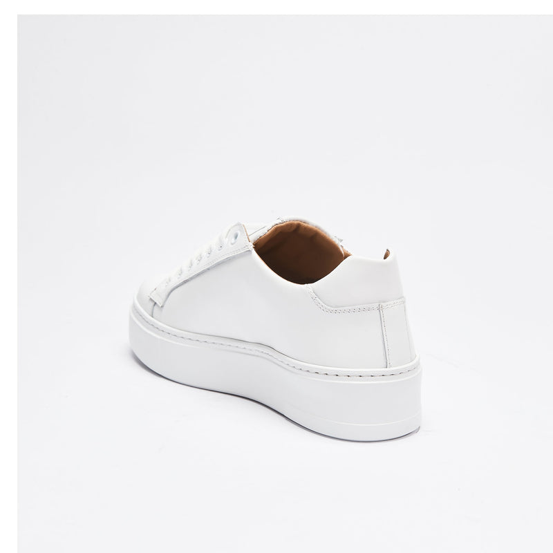 British Passport - Classic Lace Up Sneakers - White - Women