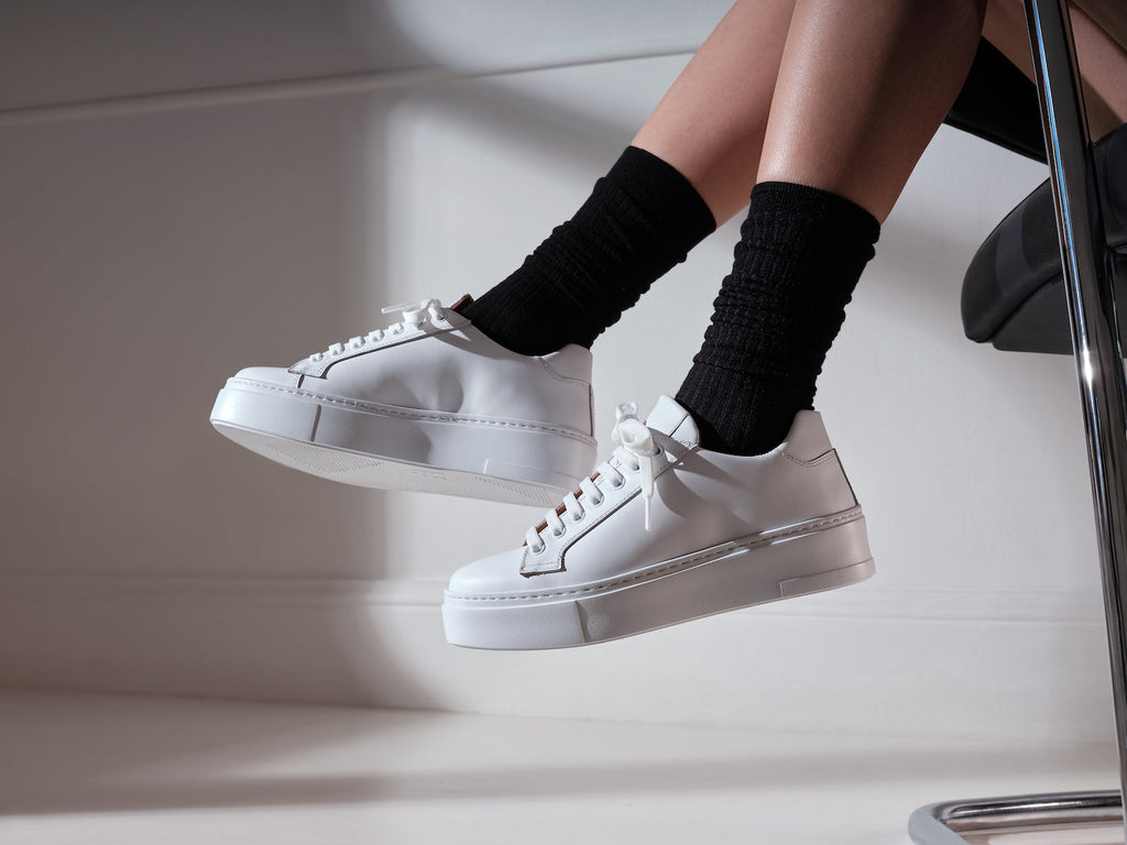 Zapatillas Con Cordones Clásicas - Blanco - Mujer